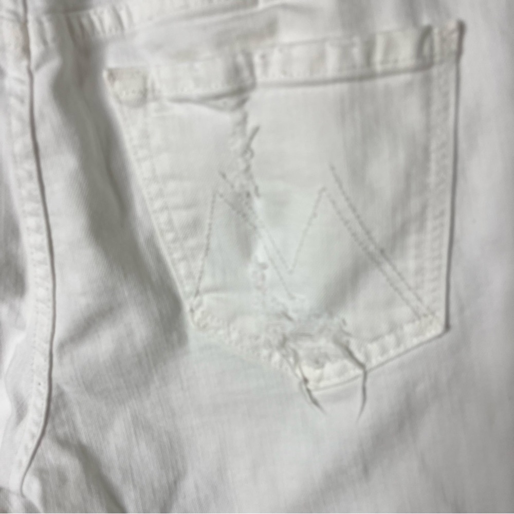MOTHER The Almost Saint Innocent White Crop Jeans Size 27 Distressed - Picture 6 of 10